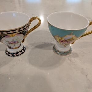 Nantuy Luxury Gold-Handled Floral Mugs Set Of 2